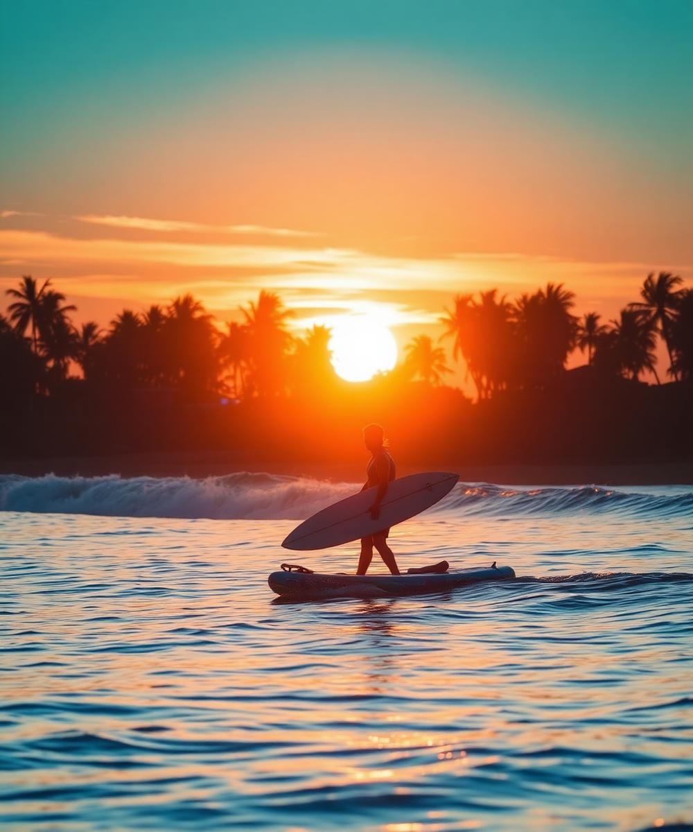 Sunset surf session in Canggu